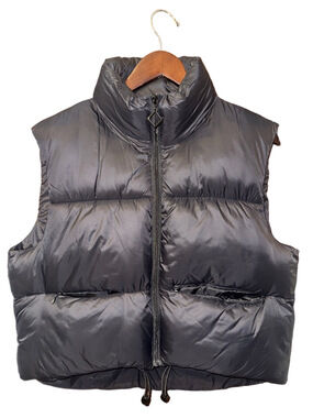 Anaysn Women's Black Puffer Vest - Lightweight Insulated Vest Size L